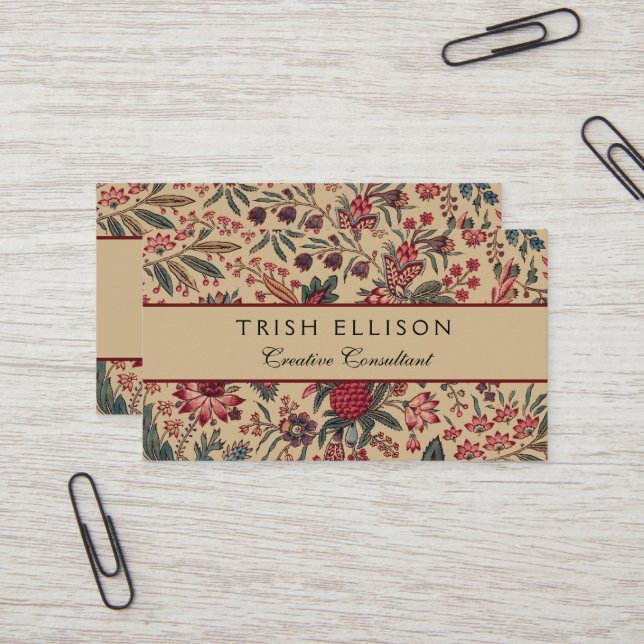 Floral Tapestry Needlework Flower Art Business Card (Front/Back In Situ)