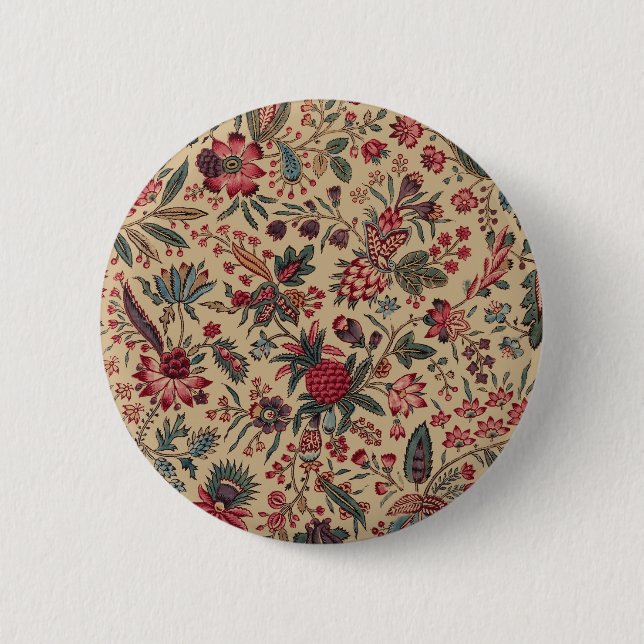 Floral Tapestry Needlework Flower Art Button (Front)