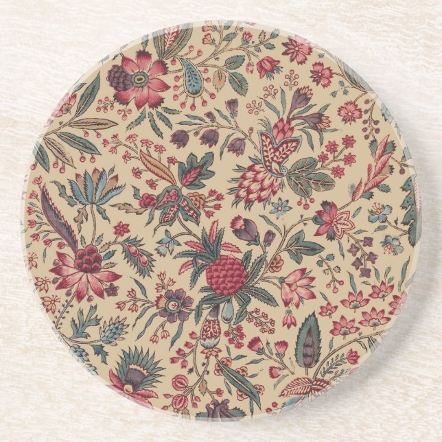 Floral Tapestry Needlework Flower Art Coaster (Front)