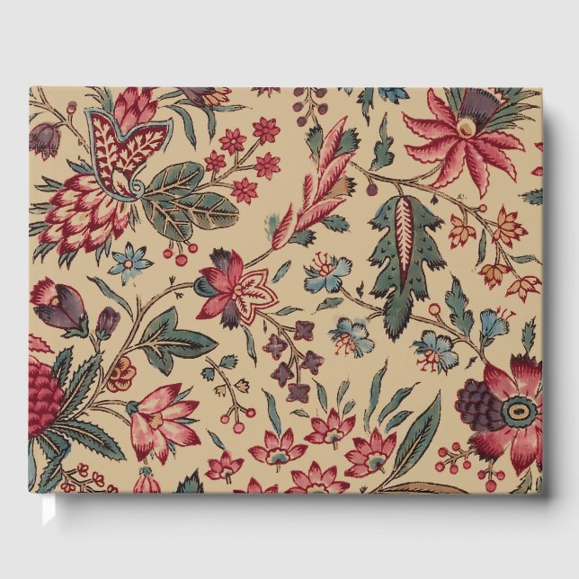 Floral Tapestry Needlework Flower Art Guest Book (Front)