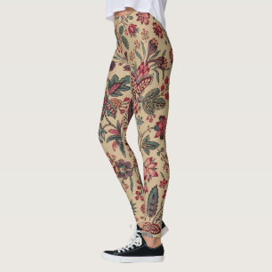 Floral Tapestry Needlework Flower Art Leggings