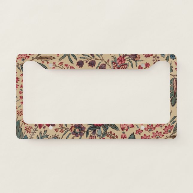 Floral Tapestry Needlework Flower Art License Plate Frame (Front)