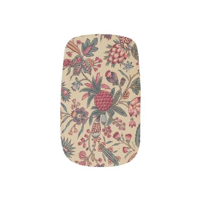 Floral Tapestry Needlework Flower Art Minx Nail Art (Left Thumb)