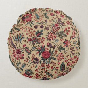 Floral Tapestry Needlework Flower Art Round Pillow
