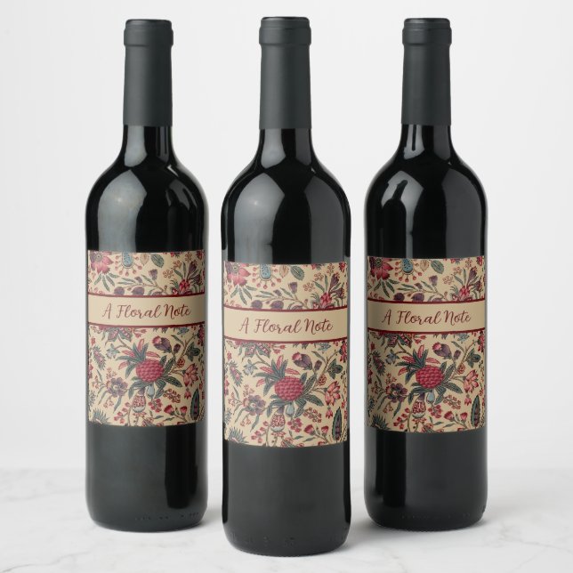 Floral Tapestry Needlework Flower Art Wine Label (Bottles)