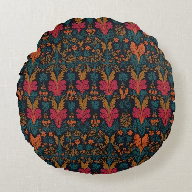 Floral Tapestry Round Pillow (Front)