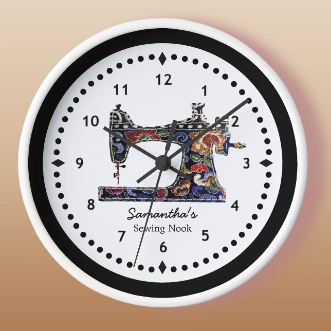 Floral Tapestry Sewing Machine Large Clock (Creator Uploaded)