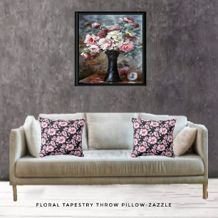 Floral Tapestry Throw Pillow