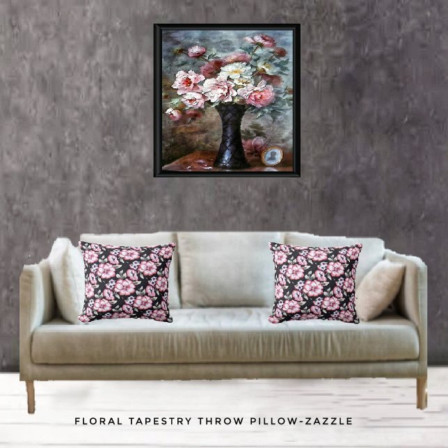 Floral Tapestry Throw Pillow (Creator Uploaded)