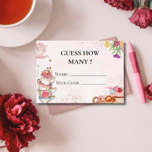 Floral tea Baby is Brewing Guess How Many Game Enclosure Card