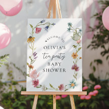 Floral Tea Baby Shower Welcome Sign