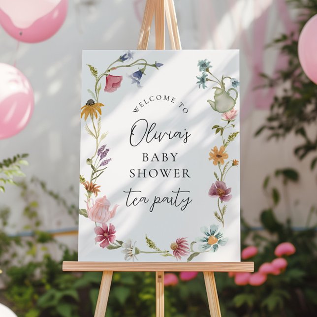 Floral Tea Baby Shower Welcome Sign (Creator Uploaded)