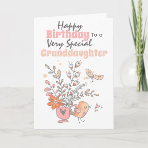 Floral tea bird chirping grandwishes card