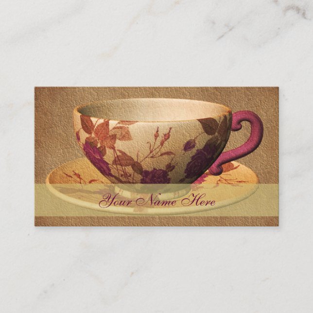 Floral Tea Cup Art Business Card (Front)