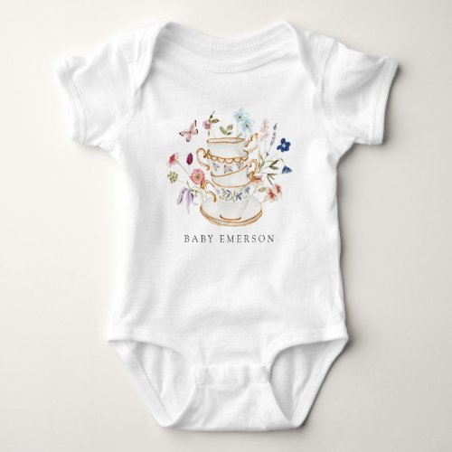 Floral Tea Cup Baby Bodysuit