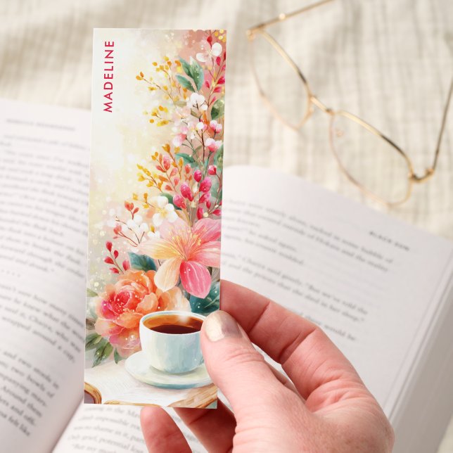 Floral Tea Cup Bible Personalized Bookmarks (Hand)