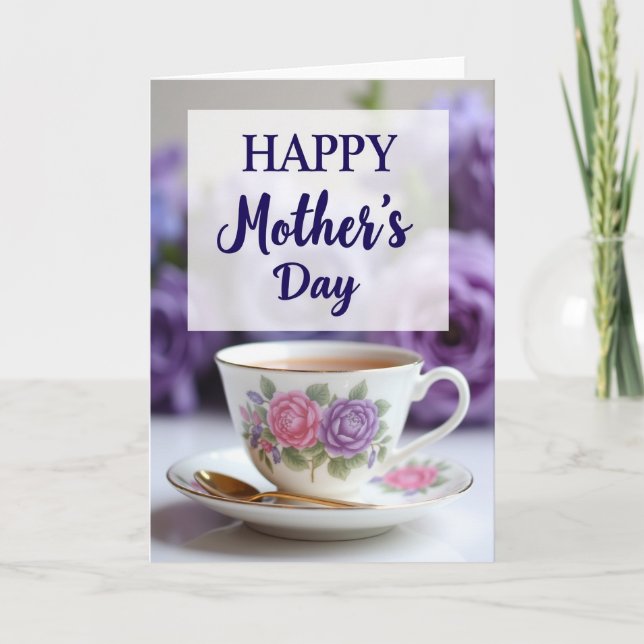 Floral Tea Cup Mothers Day Card (Front)
