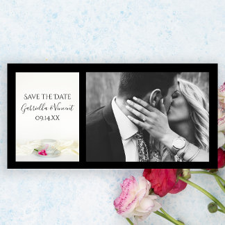 Floral Tea Cup Pink Roses Wedding Save the Date