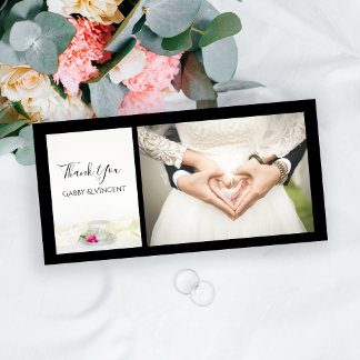 Floral Tea Cup with Pink Roses Wedding Thank You Card