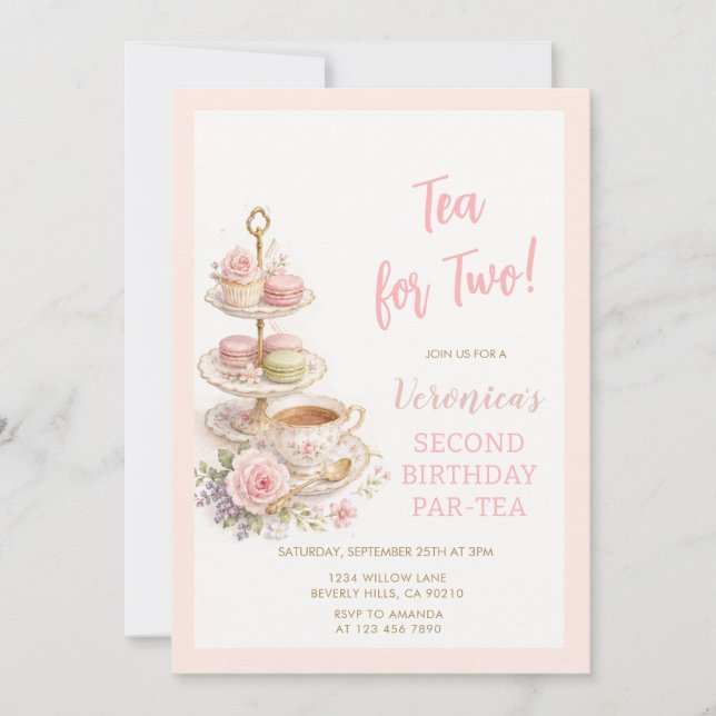  Floral Tea for Two Birthday Invitations (Front)