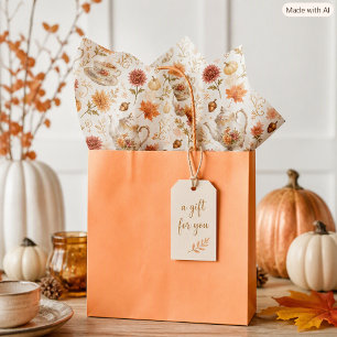 Floral Tea Party Autumn Pumpkin Pattern Tissue Paper