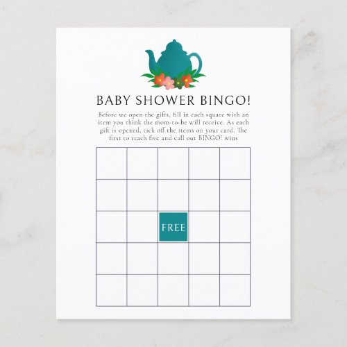 Floral Tea Party Baby Shower Bingo Game