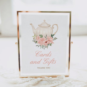 Floral Tea Party Baby Shower Cards and Gifts Poster