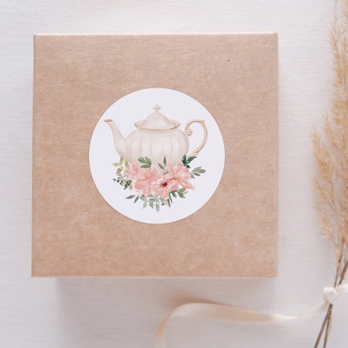 Floral Tea Party Baby Shower Classic Round Sticker