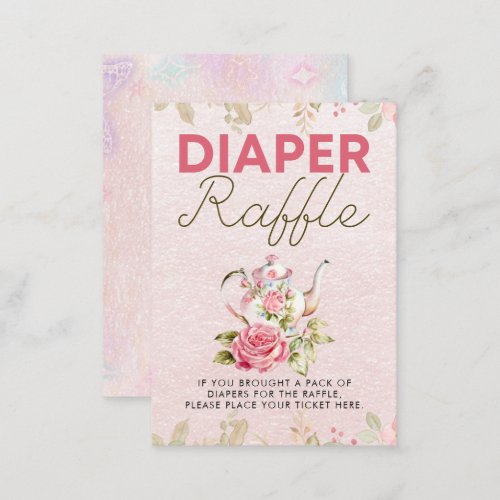 Floral Tea Party Baby Shower Diaper Raffle Sign Enclosure Card