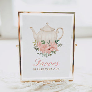 Floral Tea Party Baby Shower Favors Sign