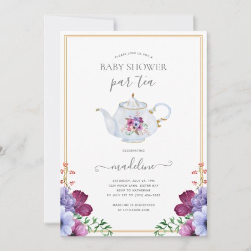 Floral Tea Party Baby Shower Invitation