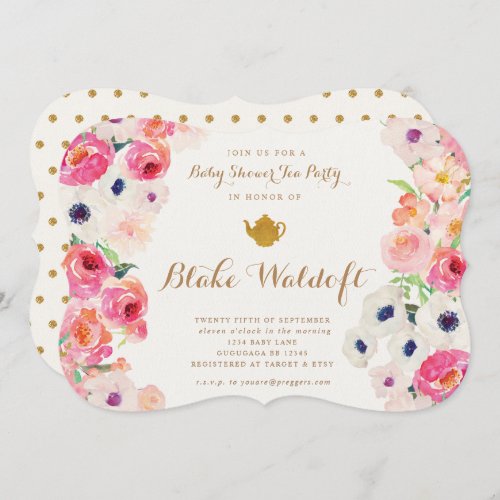 Floral Tea Party Baby Shower Invitation