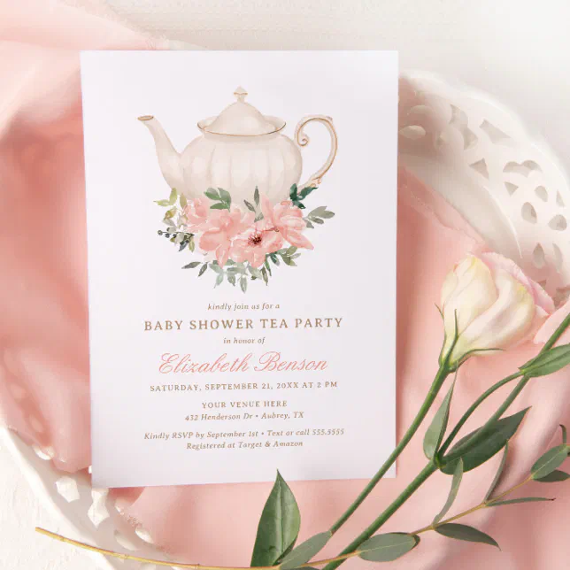 Floral Tea Party Baby Shower Invitation | Zazzle