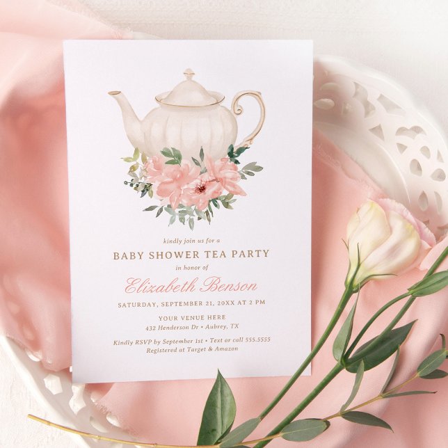 Floral Tea Party Baby Shower Invitation (Creator Uploaded)