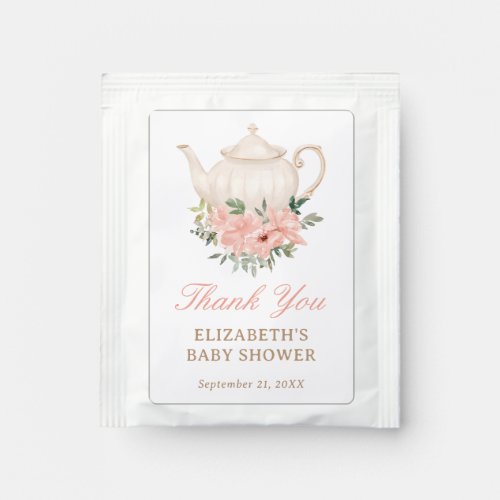 Floral Tea Party Baby Shower Thank You Tea Bag Drink Mix