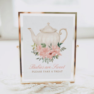 Floral Tea Party Baby Shower Treats Sign