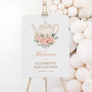 Floral Tea Party Baby Shower Welcome Sign
