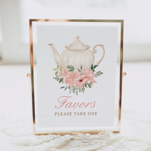 Floral Tea Party Birthday Favors Sign