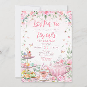 Floral Tea Party Birthday Invitation