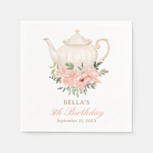 Floral Tea Party Birthday Napkins