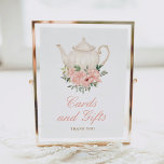 Floral Tea Party Bridal Shower Cards and Gifts Poster<br><div class="desc">Let your bridal shower guests know where to leave their gifts with this elegant 'tea party' themed sign.</div>