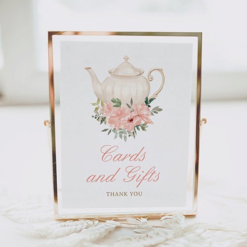 Floral Tea Party Bridal Shower Cards and Gifts Poster