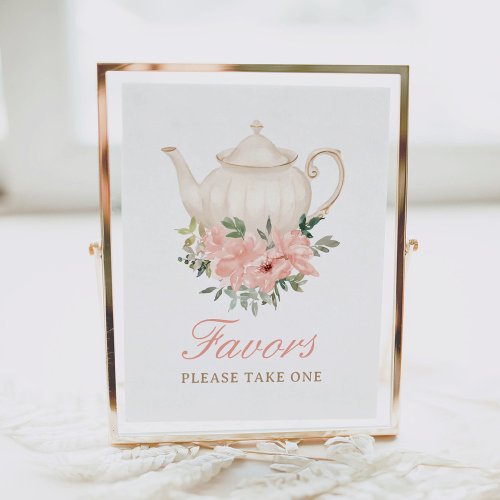 Floral Tea Party Bridal Shower Favors Sign