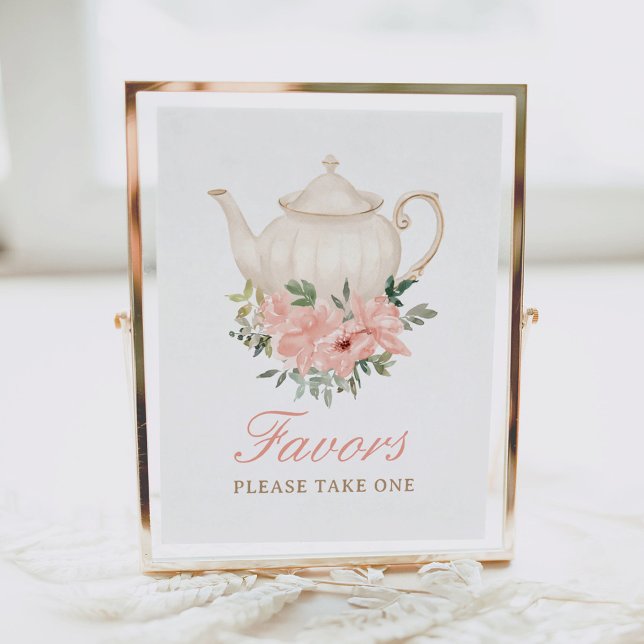 Floral Tea Party Bridal Shower Favors Sign (Creator Uploaded)