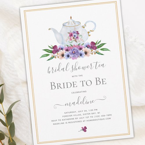 Floral Tea Party Bridal Shower  Invitation