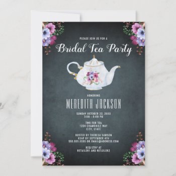 Floral Tea Party Bridal Shower Invitation by lesrubaweddings at Zazzle