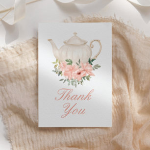Floral Tea Party Bridal Shower Letterpress Thank You Card