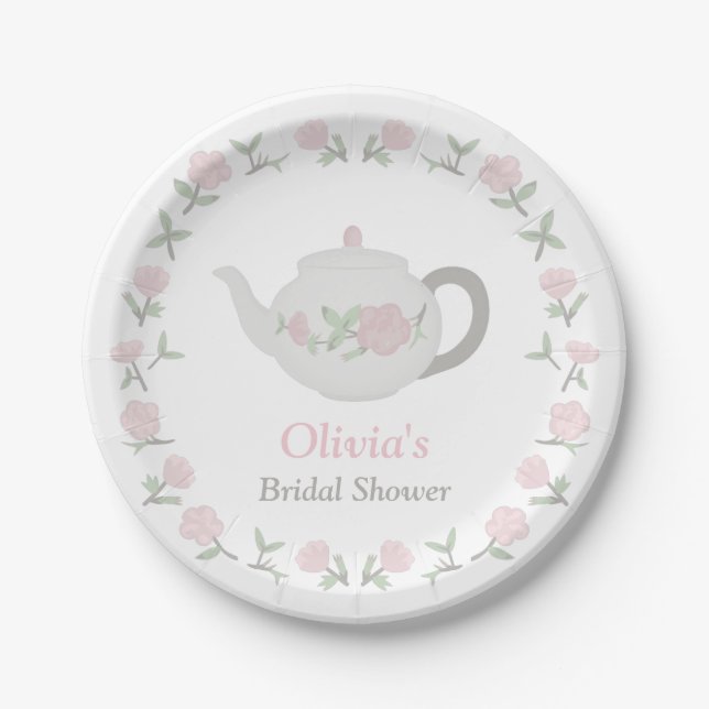 Floral Tea Party Bridal Shower Party Supplies Paper Plates (Front)