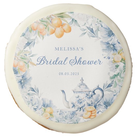 Floral Tea Party Bridal Shower Sugar Cookie (Front)