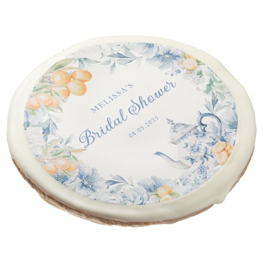 Floral Tea Party Bridal Shower Sugar Cookie (Angled)
